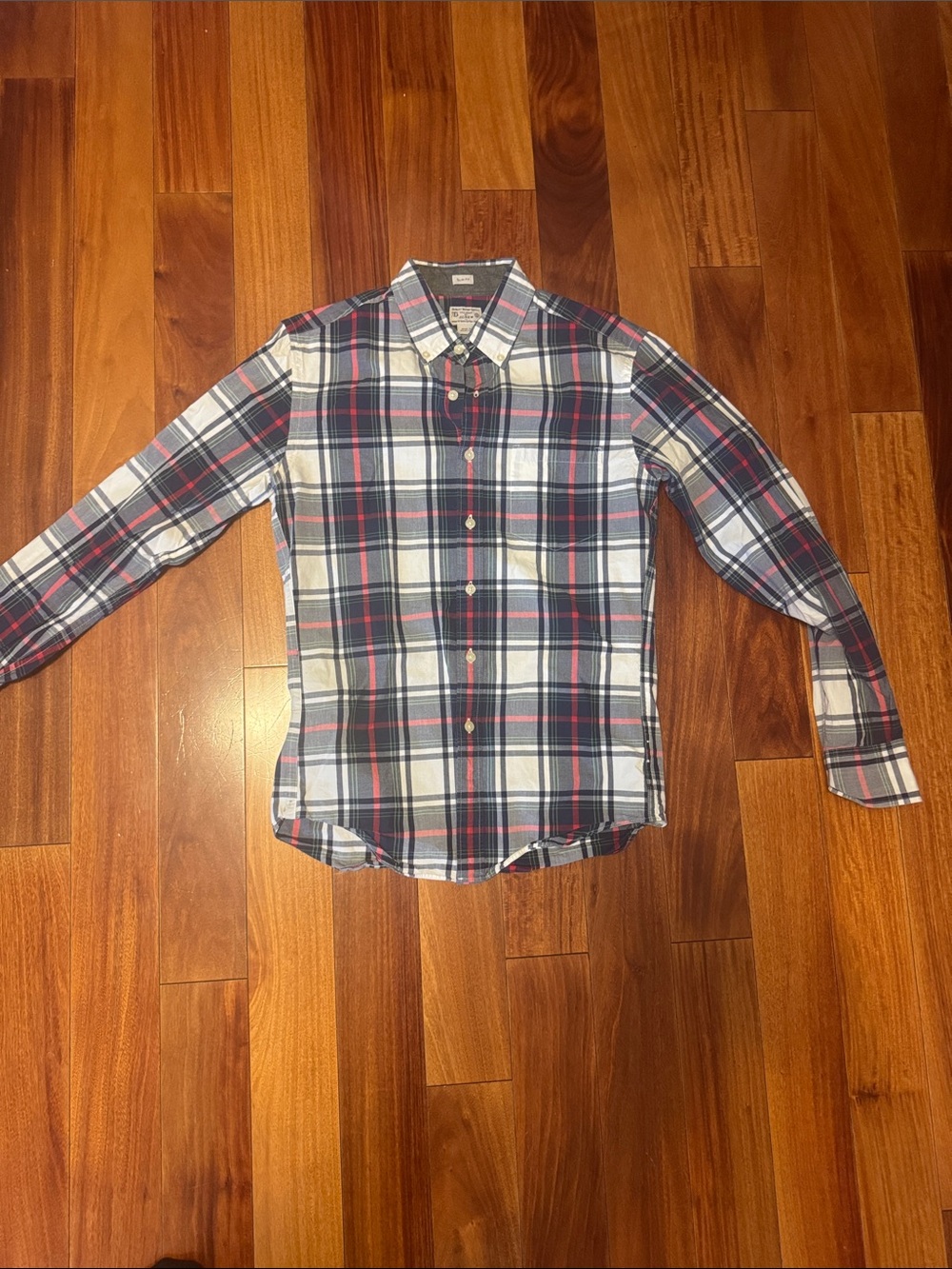 J. Crew Factory Navy, White & Red Plaid Button-Down Shirt